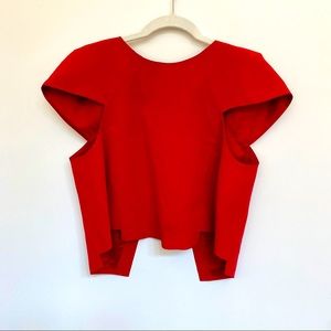 Tibi Red Silk cap sleeve blouse